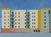 Thumbnail 9 of 14 - A building with a palm tree in front of it.