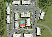 Thumbnail 8 of 17 - A 3D rendered image of a map showing a layout of buildings with numbered sections.