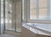Thumbnail 17 of 31 - a bathroom with a tub and a shower and a sink