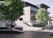 Thumbnail 20 of 29 - Artist rendering of the exterior of Westport Crossing and the entrance to the underground parking lot for buildings 1 & 2