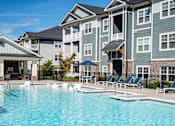 Thumbnail 58 of 74 - A swimming pool with a 3 feet depth sign at Waterleaf at Neely Ferry Apartments, South Carolina 29680