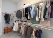 Thumbnail 5 of 14 - a rack of clothes and bags in a closet