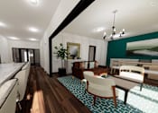Thumbnail 8 of 22 - a rendering of a living room and dining room with a table and chairs