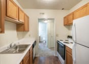 Thumbnail 23 of 56 - This is a photo of the kitchen in the 652 square foot, 1 bedroom, 1 bath A-style apartment at Blue Grass Manor Apartments in Erlanger, KY.