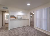 Thumbnail 12 of 62 - Kitchen with white cabinets and white appliances in a 2 bedroom, 1.5 bath 846 sq ft apartment home at The Biltmore Apartments located in the Vickery Midtown neighborhood of Dallas, TX.