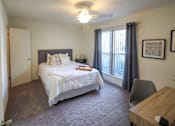 Thumbnail 15 of 42 - Photo of the bedroom in a 692 square foot 1 bed, 1 bath model aprtment at Cambridge Court Apartments in Dallas Texas