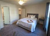 Thumbnail 16 of 42 - Photo of the bedroom in a 692 square foot 1 bed, 1 bath model aprtment at Cambridge Court Apartments in Dallas Texas