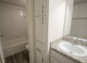 Thumbnail 28 of 40 - This is a photo of the bathroom of the 550 square foot 1 bedroom apartment at Canyon Creek Apartments in Dallas, TX