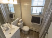 Thumbnail 17 of 35 - This is a photo of the bathroom in the 740 square foot 1 bedroom model apartment at Compton Lake Apartments in Mt. Healthy, OH.