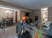 Thumbnail 33 of 77 - This is a photo of the living room in the upgraded 650 square foot, 1 bedroom, 1 bath model apartment at Deer Hill Apartments in Cincinnati, Ohio.