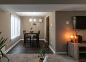 Thumbnail 28 of 77 - This is a photo of the dining room in the upgraded 650 square foot, 1 bedroom, 1 bath model apartment at Deer Hill Apartments in Cincinnati, Ohio.