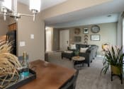 Thumbnail 35 of 77 - This is a photo of the kitchen in the upgraded 650 square foot, 1 bedroom, 1 bath model apartment at Deer Hill Apartments in Cincinnati, Ohio.