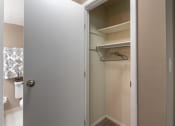 Thumbnail 41 of 77 - This is a photo of the living room closet in the upgraded 650 square foot, 1 bedroom, 1 bath model apartment at Deer Hill Apartments in Cincinnati, Ohio.