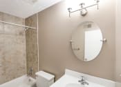 Thumbnail 19 of 77 - This is a photo of the primary bathroom of an upgraded 950 square foot, 2 bedroom apartment at Deer Hill Apartments in Cincinnati, OH.