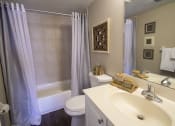 Thumbnail 53 of 77 - This is a photo of the primary bathroom in the 950 square foor, 2 bedroom apartment at Deer Hill Apartments in Cincinnati, OH.