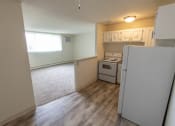 Thumbnail 3 of 44 - This is a photo of the kitchen in the 545 square foot 1 bedroom, 1 bath apartment at Lisa Ridge Apartments in the Westwood neighborhood of Cincinnati, Ohio.
