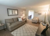 Thumbnail 11 of 56 - This is a photo of the living room of the 1 bedroom, 631 square foot model apartment at Lake of the Woods Apartments in Cincinnati, OH.