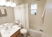 Thumbnail 21 of 56 - This is a photo of the bathroom of the 1 bedroom, 631 square foot model apartment at Lake of the Woods Apartments in Cincinnati, OH.