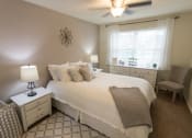 Thumbnail 22 of 56 - This is a photo of the bedroom of the 1 bedroom, 631 square foot model apartment at Lake of the Woods Apartments in Cincinnati, OH.
