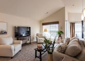 Thumbnail 77 of 147 - This is a photo of the living room in the 1016 square foot, 2 bedroom, 2 bath Nautica floor plan at Nantucket Apartments in Loveland, OH.