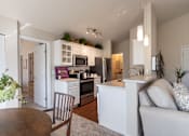 Thumbnail 69 of 147 - This is a photo of the kitchen from the dining area in the 1016 square foot, 2 bedroom, 2 bath Nautica floor plan at Nantucket Apartments in Loveland, OH.