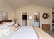 Thumbnail 81 of 147 - This is a photo of the primary bedroom in the 1016 square foot, 2 bedroom, 2 bath Nautica floor plan at Nantucket Apartments in Loveland, OH.