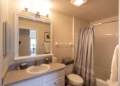 Thumbnail 87 of 147 - This is a photo of the primary bathroom  in the 1016 square foot, 2 bedroom, 2 bath Nautica floor plan at Nantucket Apartments in Loveland, OH.