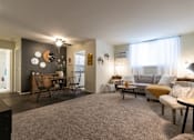 Thumbnail 8 of 29 - This is a picture of the living room and dining area in a 576 sq foot 1 bedroom, 1 bath apartment at Red Bank Reserve in the Madisonville neighborhood of Cincinnati, Ohio.