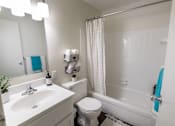 Thumbnail 18 of 29 - This is a picture of the bathroom in a 576 sq foot 1 bedroom, 1 bath apartment at Red Bank Reserve in the Madisonville neighborhood of Cincinnati, Ohio.