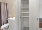 Thumbnail 15 of 38 - This is a photo of the hall linen closet of a 742 square foot, 2 bedroom apartment at Romaine Court Apartments in the Oakley neighborhood of Cincinnati, Ohio.