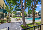 Thumbnail 4 of 36 - swimming pool and patio at Copa Ladeene Apartments, Torrance, CA