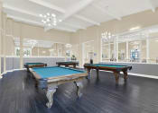 Thumbnail 15 of 55 - two pool tables in a large room with windows at Willow Tree Apartments, Torrance, CA, 90505