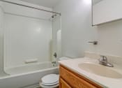 Thumbnail 9 of 11 - a bathroom with a sink and a toilet and a shower