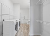 Thumbnail 12 of 52 - A laundry room with a washer and dryer.