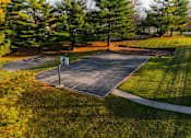 Thumbnail 46 of 90 - A basketball court surrounded by trees and grass. at Rosemont Place Apartments, Des Moines
