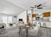 Thumbnail 1 of 21 - A living room with a dining table and chairs. at Somerset Apartments, Des Moines