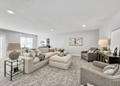 Thumbnail 6 of 57 - a living room with couches and chairs at Rialto Townhomes Apartments, Waukee