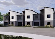 Thumbnail 53 of 57 - a group of white and black houses with black doors at Rialto Townhomes Apartments, Waukee, IA, 50263
