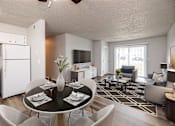 Thumbnail 3 of 18 - A modern dining room with a black table and chairs.at Fish Creek, Norwalk, IA 50211  