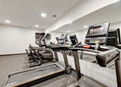 Thumbnail 16 of 28 - A row of treadmills in a gym.