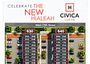 Thumbnail 35 of 48 - A poster advertising Civica Lofts with a parking map.