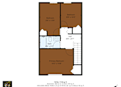 Thumbnail 38 of 41 - A floor plan of a house with three bedrooms and a bathroom.