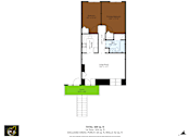 Thumbnail 40 of 41 - A floor plan of a house with a living room, two bedrooms, and a bathroom.
