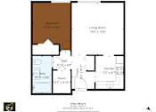Thumbnail 41 of 41 - A floor plan of a house with a bedroom, living room, kitchen, bathroom, and hall.
