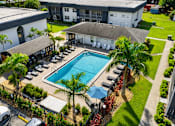 Thumbnail 23 of 26 - A pool surrounded by palm trees and lounge chairs.