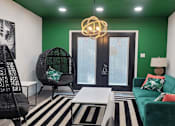 Thumbnail 15 of 17 - a room with a wall that has a geometric design on it