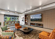 Thumbnail 6 of 43 - Living Room with Fireplace at Solera Apartments, Renton, WA