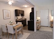 Thumbnail 1 of 22 - A kitchen with a dining table and chairs.