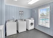 Thumbnail 14 of 17 - A laundry room with a washer and dryer in it.