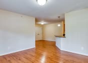 Thumbnail 4 of 21 - an empty living room with white walls and wood floors